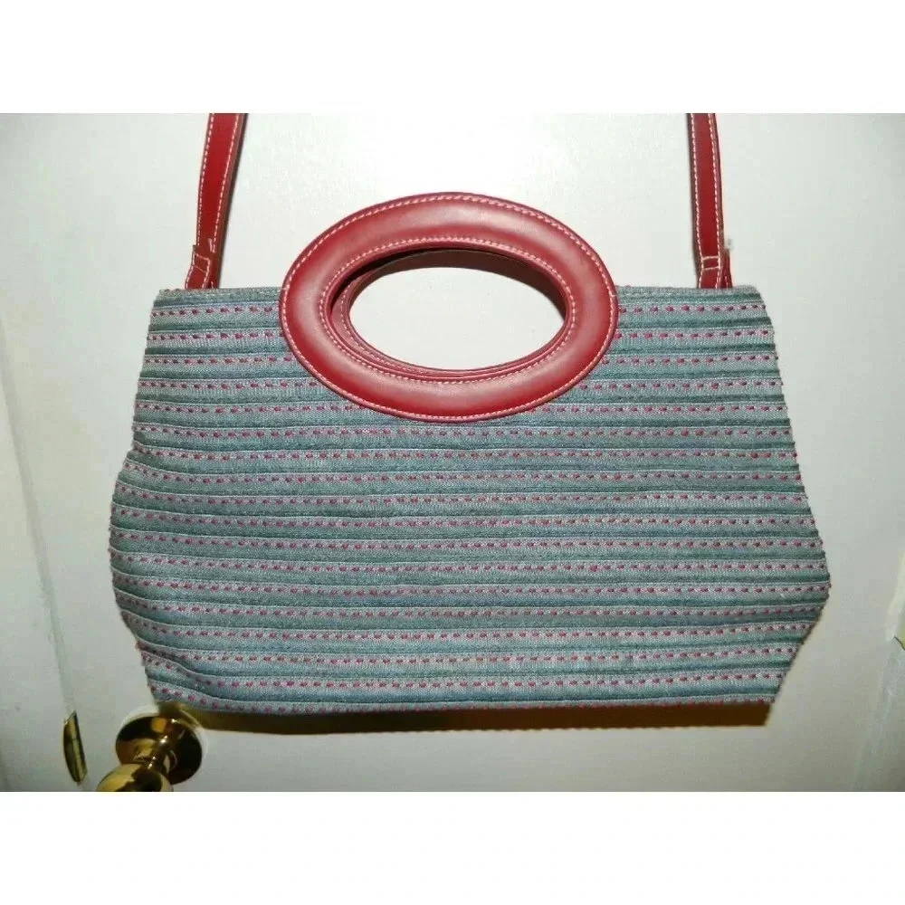 LIZ CLAIBORNE Blue & Red Country Chic Hobo Bag